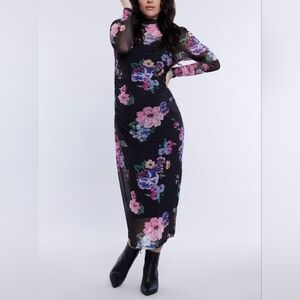 Motherhood Black Floral Long Sleeve Dress/Maternity Dress